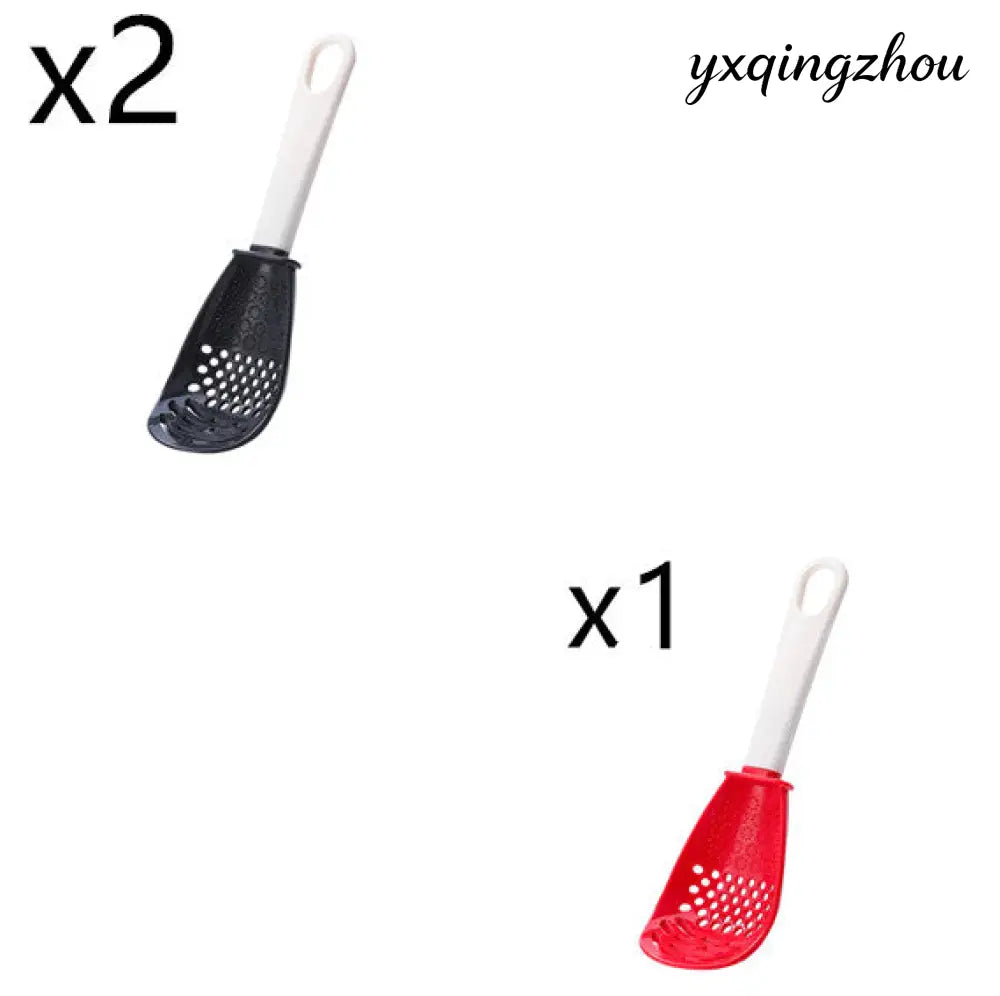 6-in-1 Multifunctional Cooking Spoon - 2pcs black and 1pcs red