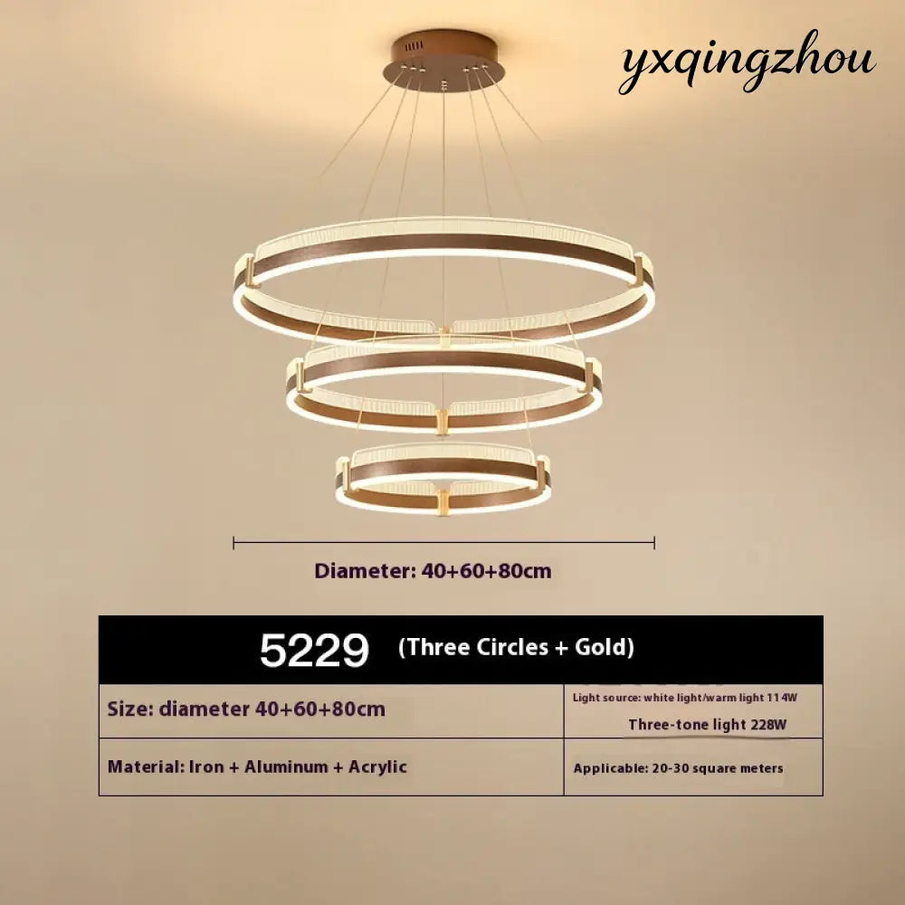 Dimmable Restaurant Pendant Chandelier - Coffee colored three layer / White light