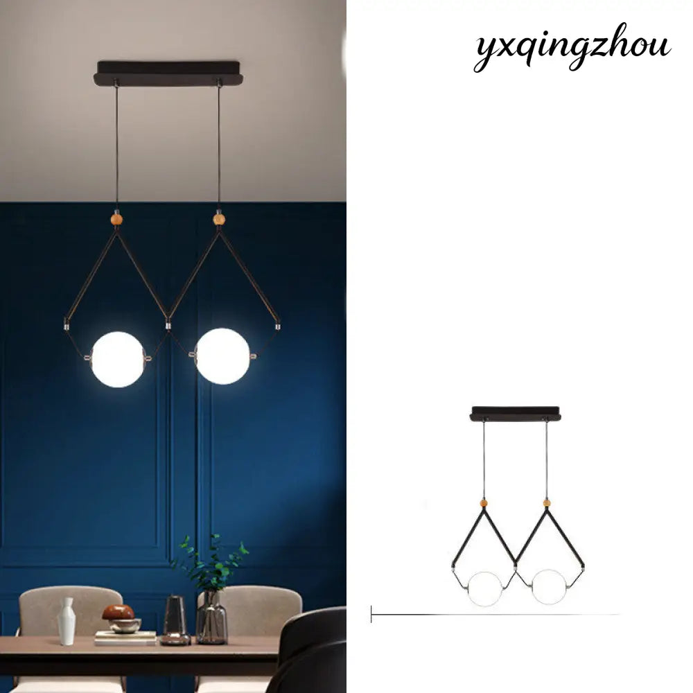 European Multi-Head Dining Pendant Lamp - 2heads black