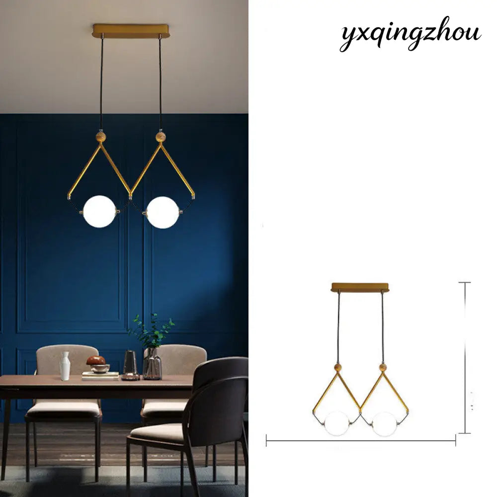 European Multi-Head Dining Pendant Lamp - 2heads gold
