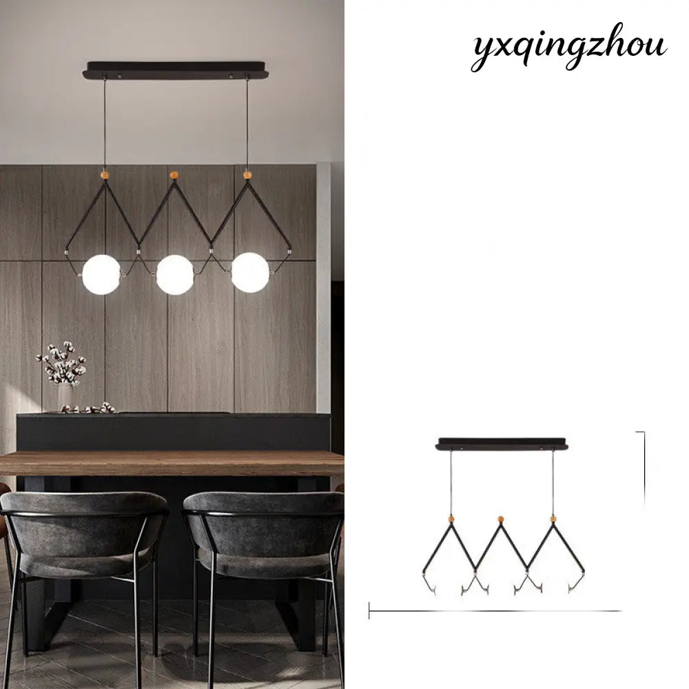European Multi-Head Dining Pendant Lamp - 3heads black