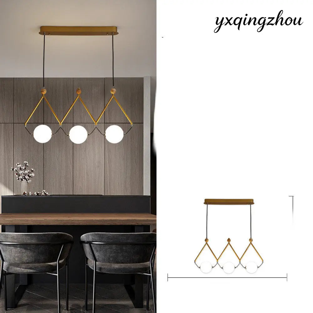 European Multi-Head Dining Pendant Lamp - 3heads gold