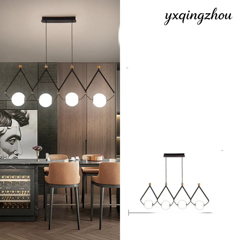 European Multi-Head Dining Pendant Lamp - 4heads black