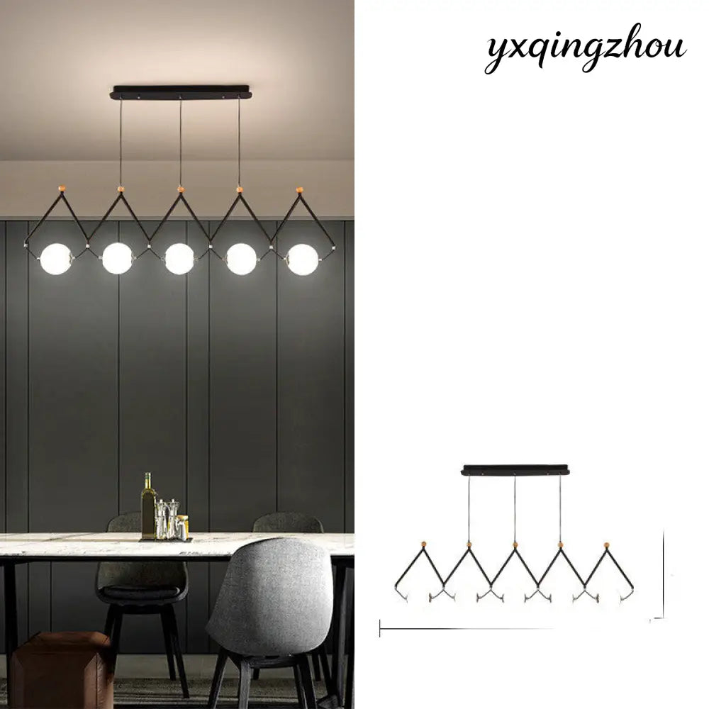 European Multi-Head Dining Pendant Lamp - 5heads black