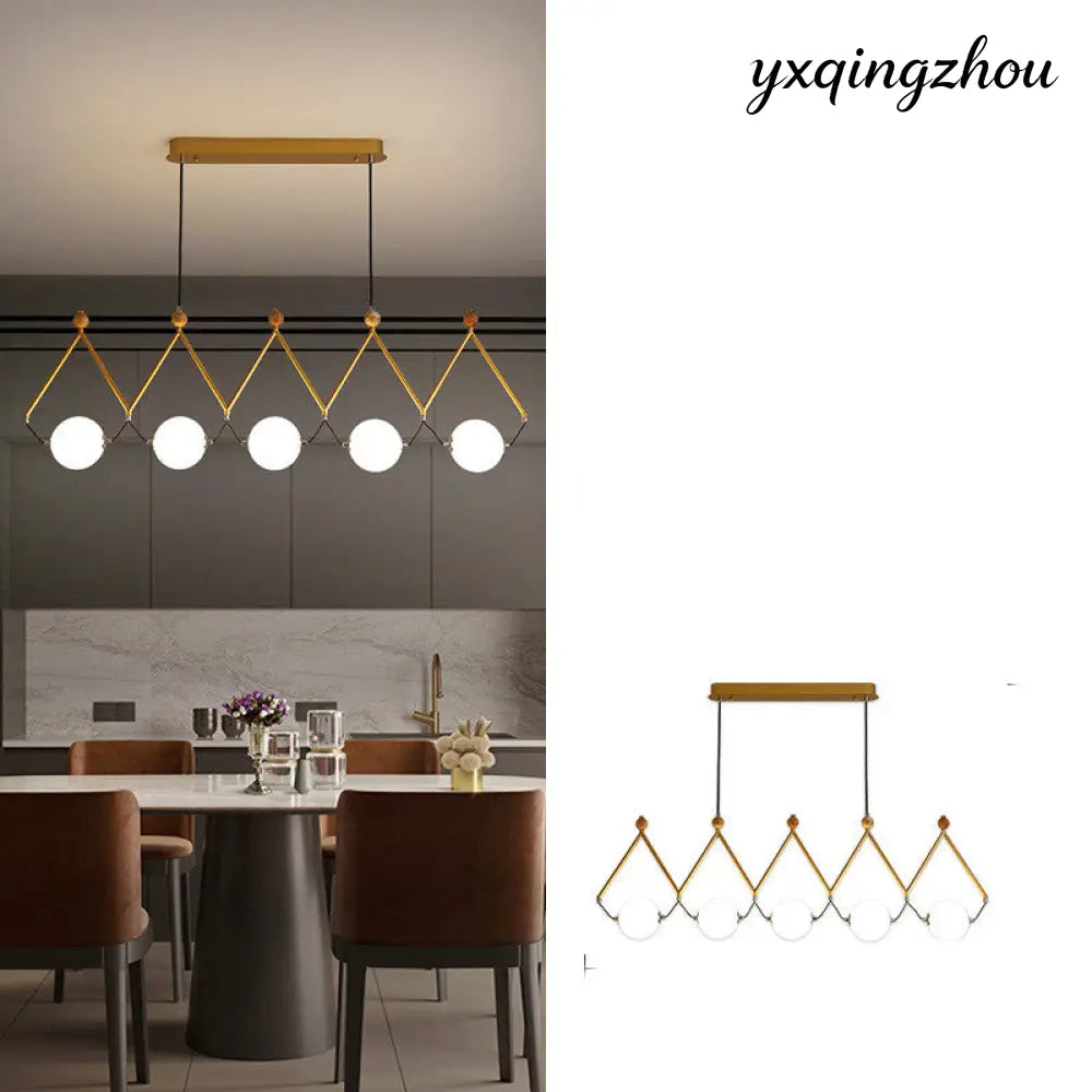 European Multi-Head Dining Pendant Lamp - 5heads gold
