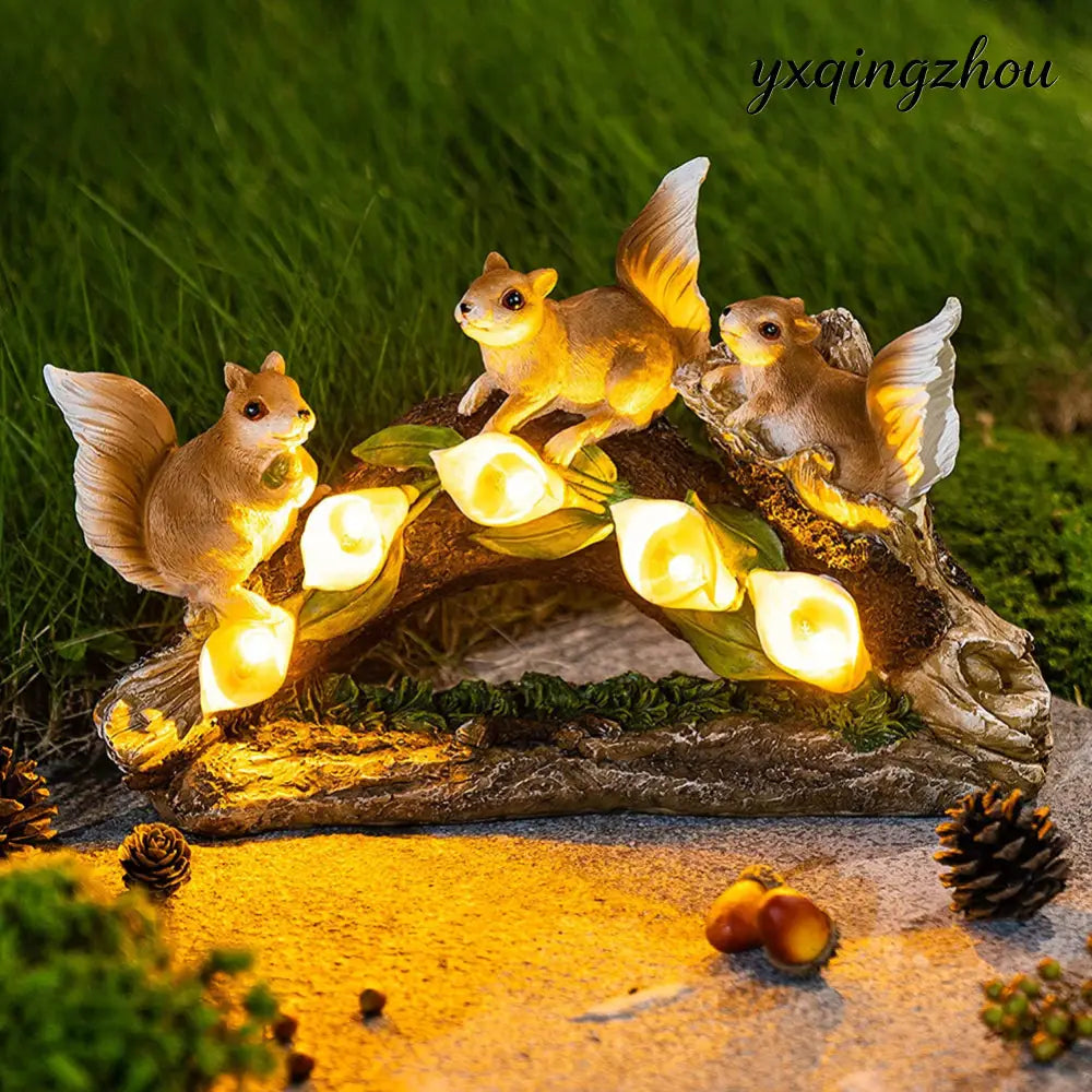 Garden Squirrel Resin Sculpture - Colorful