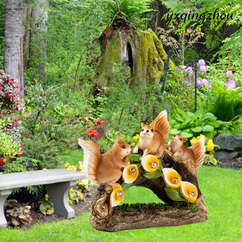 Garden Squirrel Resin Sculpture - Colorful