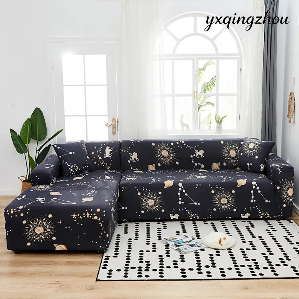 Geometric Print Sofa Cover - B / 190 230