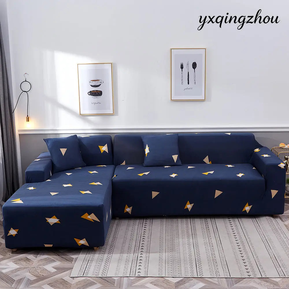Geometric Print Sofa Cover - D / 145 185