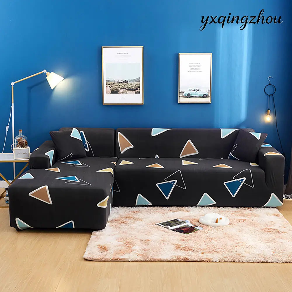 Geometric Print Sofa Cover - E / 145 185