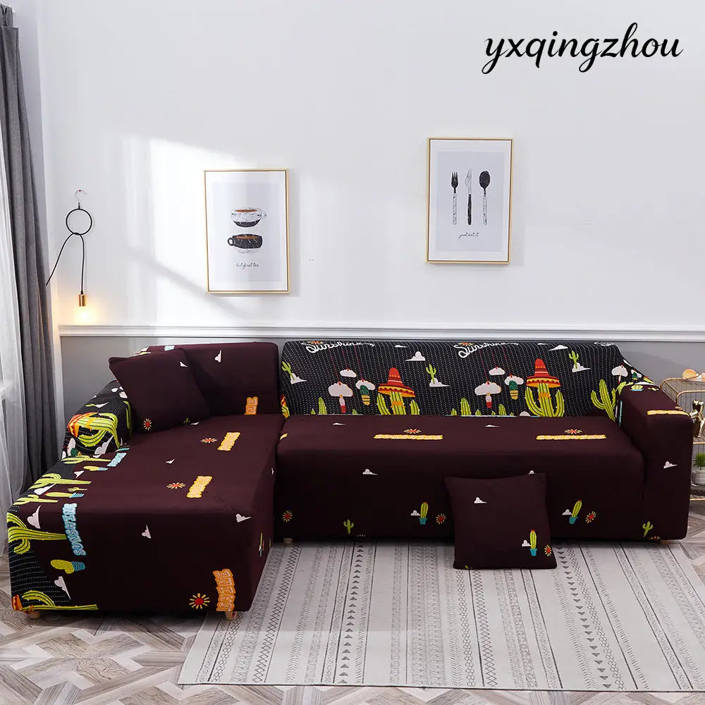 Geometric Print Sofa Cover - I / 190 230