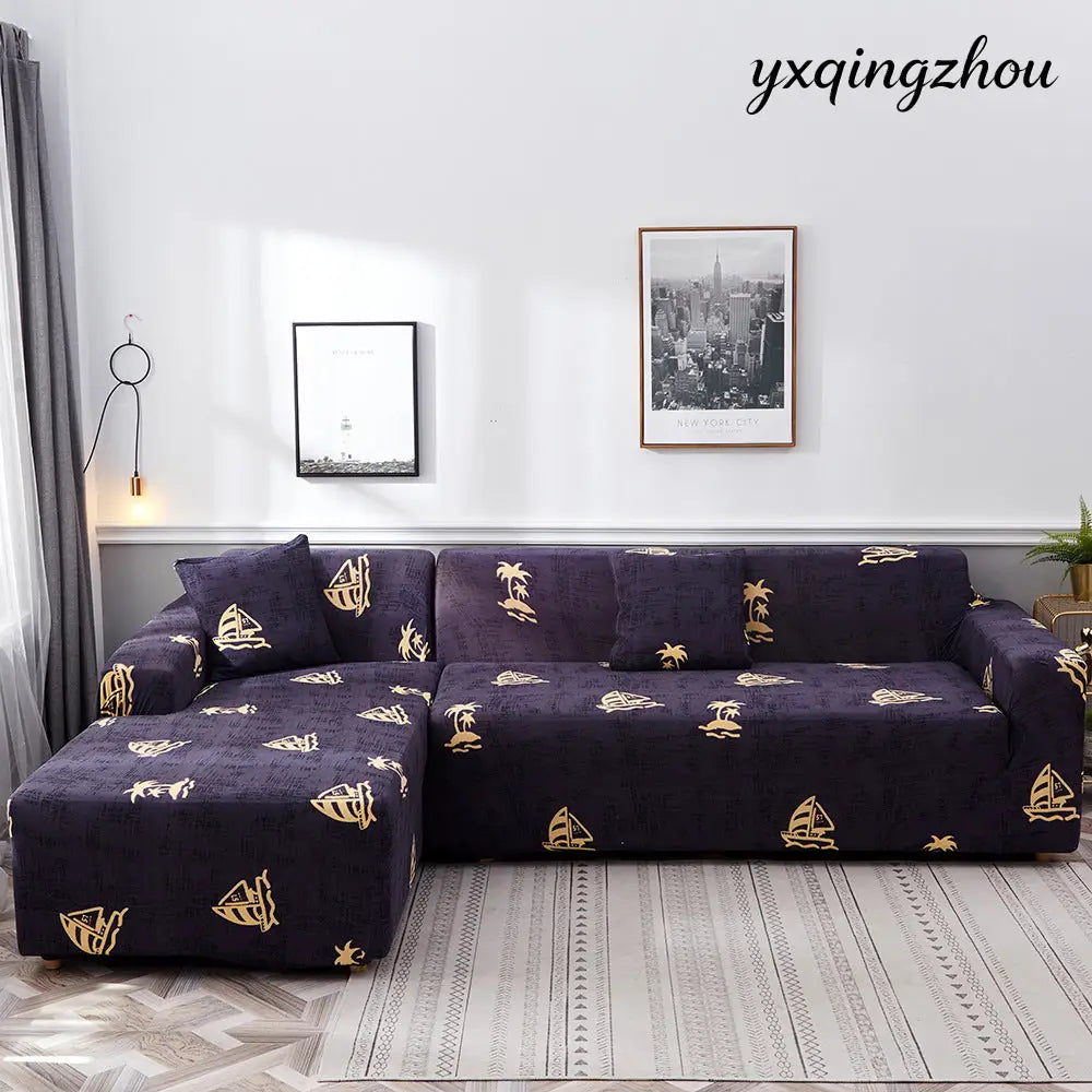 Geometric Print Sofa Cover - K / 235 300