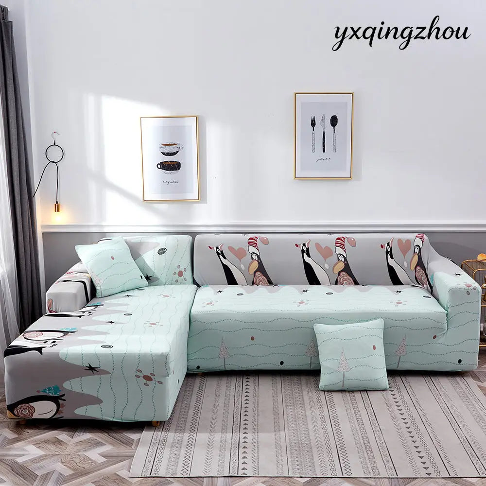 Geometric Print Sofa Cover - L / 145 185