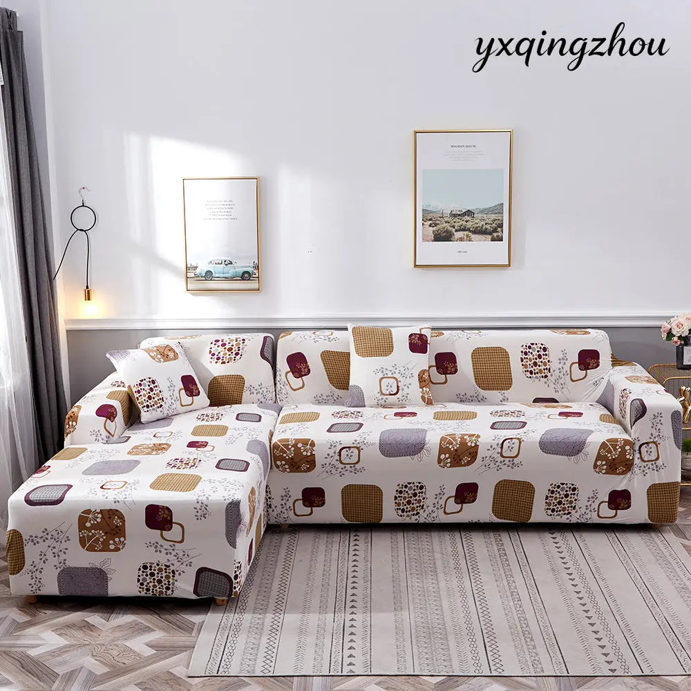 Geometric Print Sofa Cover - O / 145 185