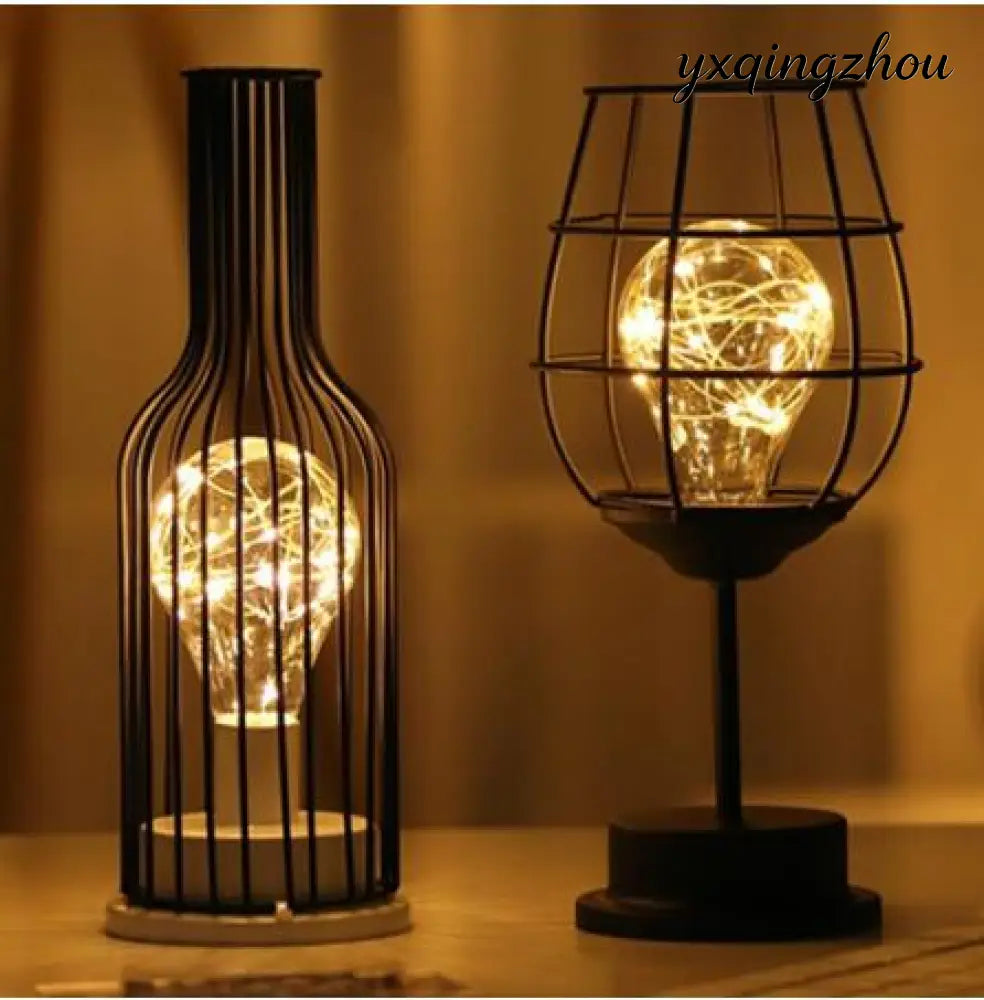 Hollow Iron Bottle Table Lamp