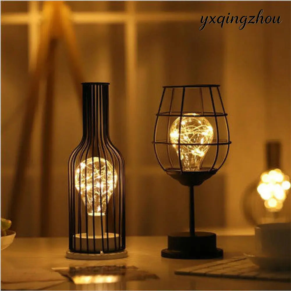 Hollow Iron Bottle Table Lamp