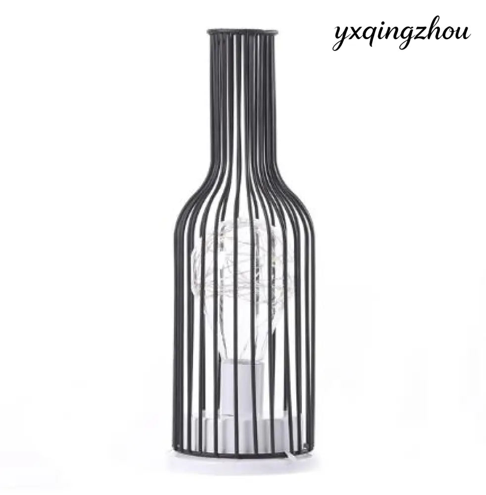 Hollow Iron Bottle Table Lamp - Red wine bottle