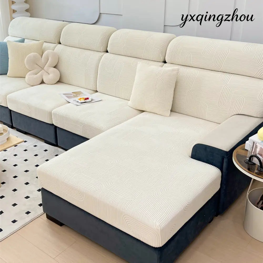 Jacquard Sofa Seat Cover - Melody beige / Increase S