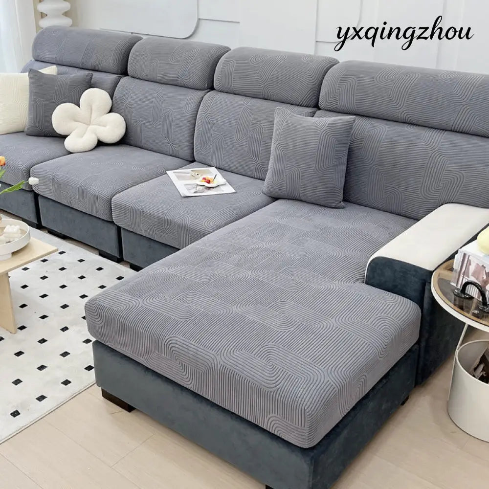 Jacquard Sofa Seat Cover - Melody light gray / Increase S