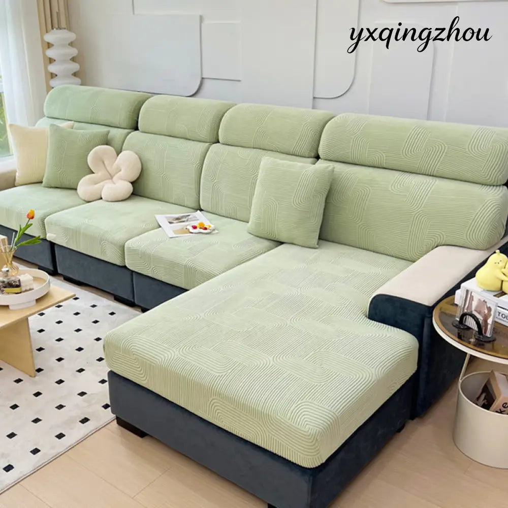 Jacquard Sofa Seat Cover - Melody mint green / Increase S