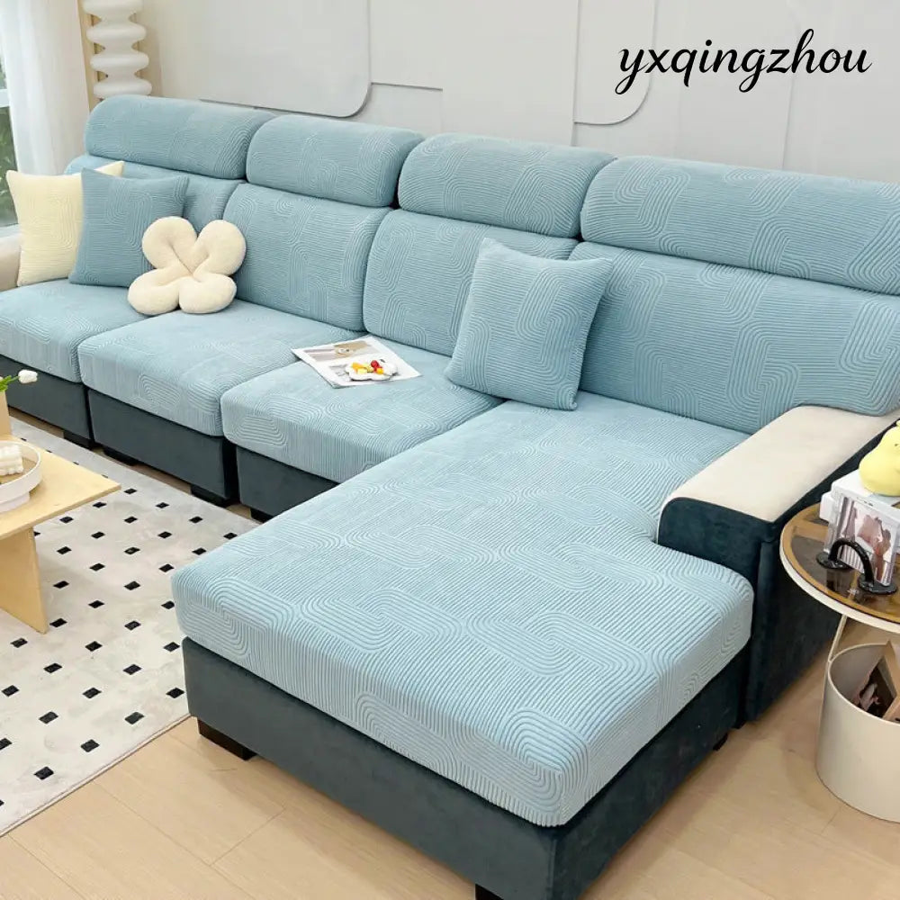 Jacquard Sofa Seat Cover - Melody peace Blue / Increase S