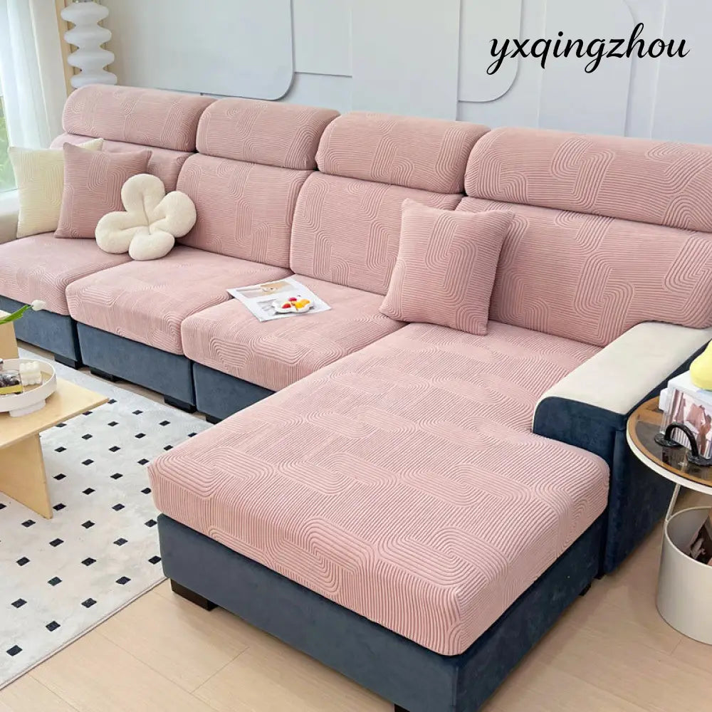 Jacquard Sofa Seat Cover - Melody Rose Pink / Increase S