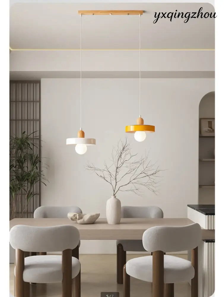 Nordic Milky White Pendant Lamp - 7W Tricolor Light / Double Chandelier