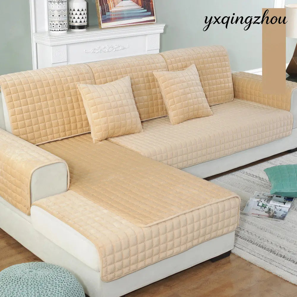 Plush Sofa Cover - Beige / M