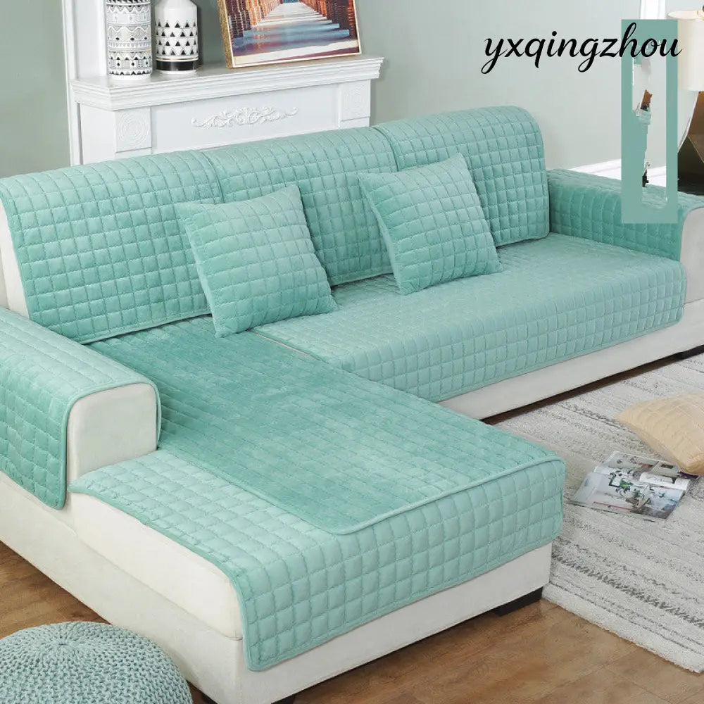 Plush Sofa Cover - Green / M