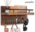 Rustic Wooden Wall Shelf - Wood Grain Color / 32x18cm